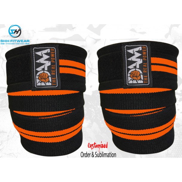 SHH HEAVY DUTY KNEE WRAPS HEAVY WEIGHT LIFTING BODYBUILDING POWER LIFTING STRAPS KW-009